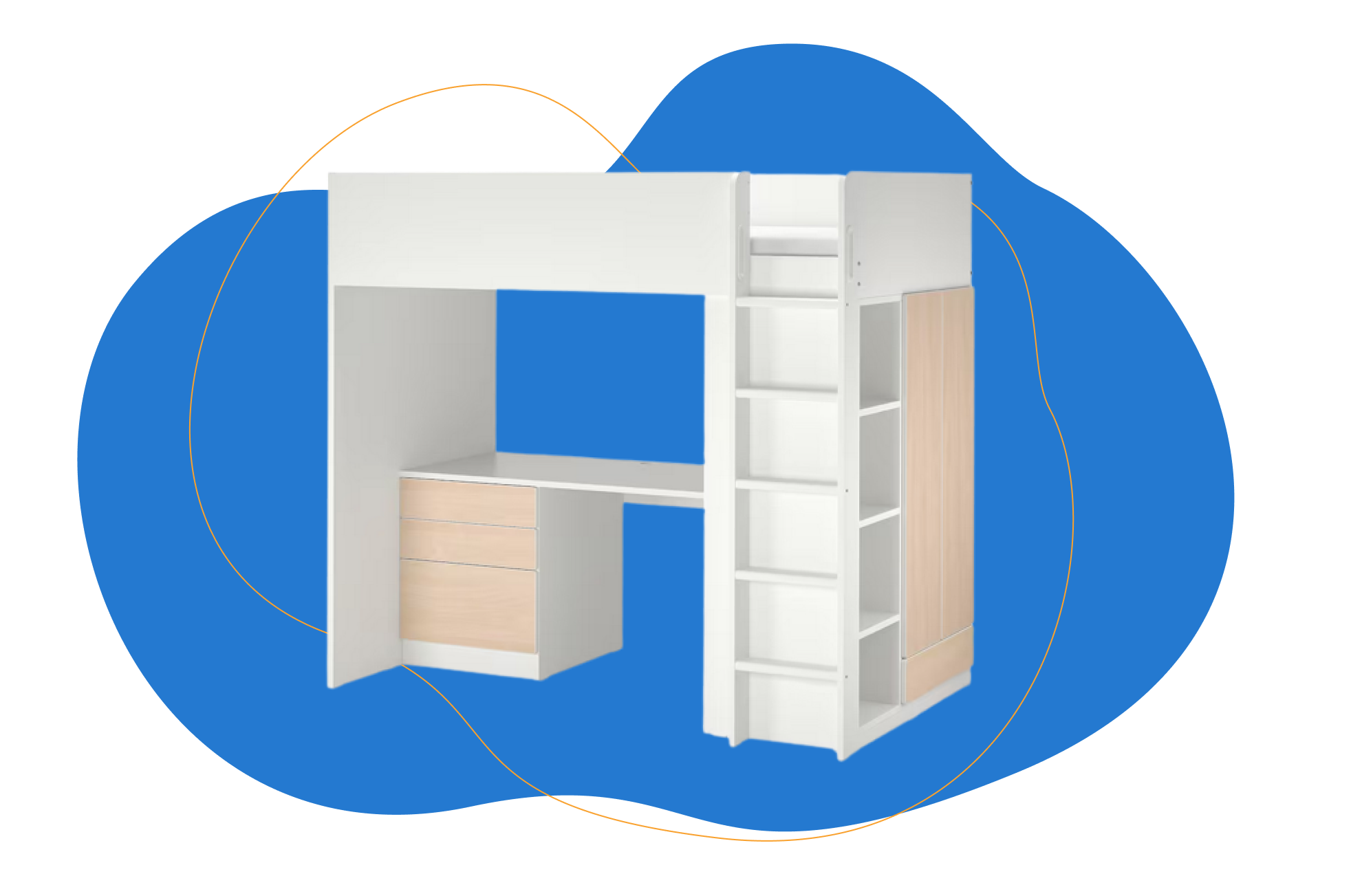 IKEA Kinderhochbett weiß/braun SMASTAD