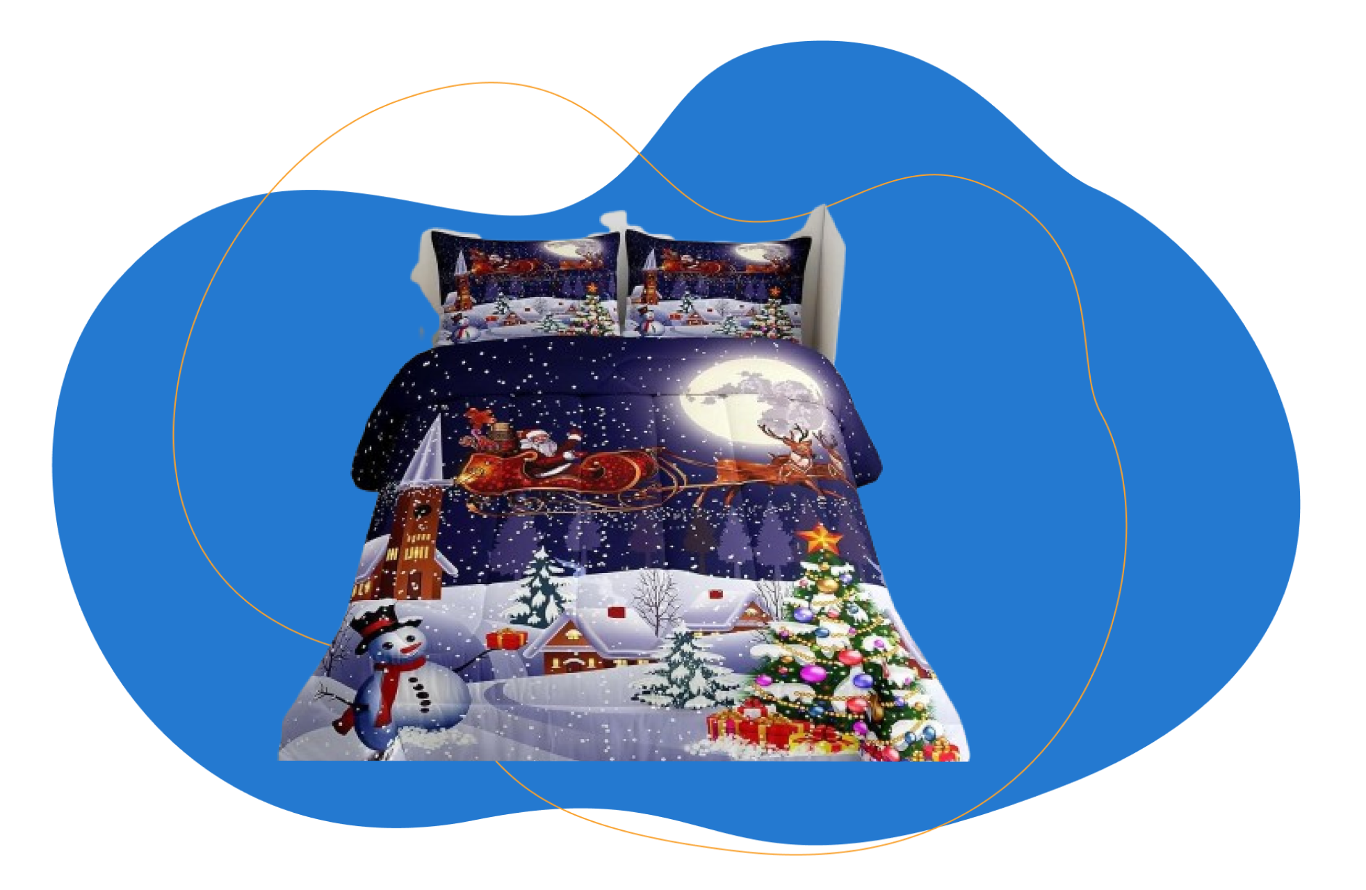 Tabeskly Weihnachtsbettwäsche Bettbezug Set