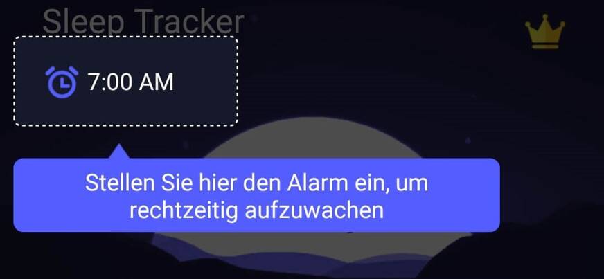 Mit dem Sleep Tracker kannst Du einfach per Klick einen Wecker einstellen und Deinen Schlaf anschließend aufzeichnen lassen. Foto: © Sleep Tracker: Sleep Cycle & Snore Recorder