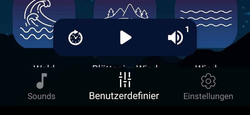In dieser App kannst Du neben den Geräuschen noch benutzerdefinierte Musik abspielen lassen. Foto: © Sleep Sounds