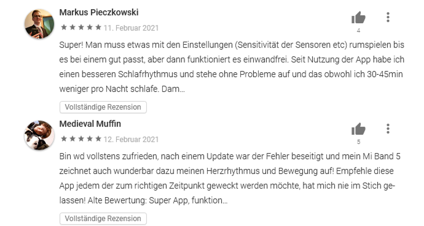 Größtenteils sind die Bewertungen der App gut. Foto: © Google Play Store