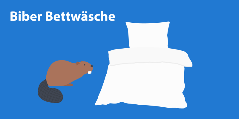 Ein Biber neben einer Bettwäsche