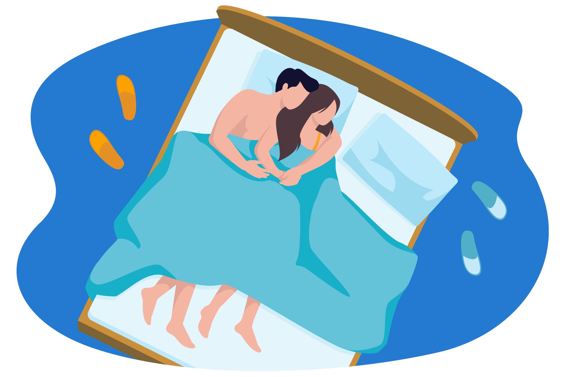 Paar liegt gemeinsam im Doppelbett
